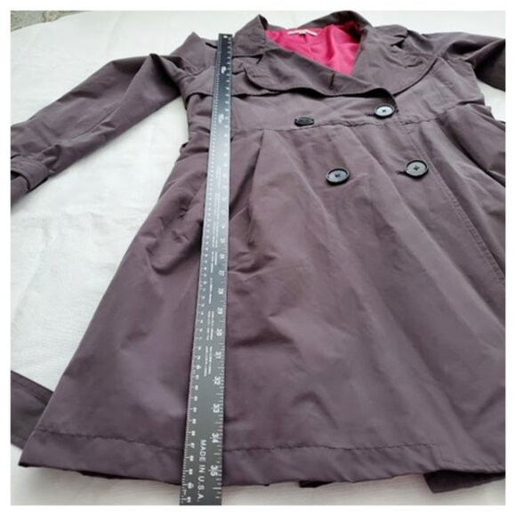 Gap Dark Gray Womens Double-Breasted Trench Coat Belt Waist & Pockets Size M - Picture 7 of 9